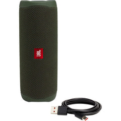 JBL Flip 5 Waterproof Bluetooth Speaker (Forest Green)